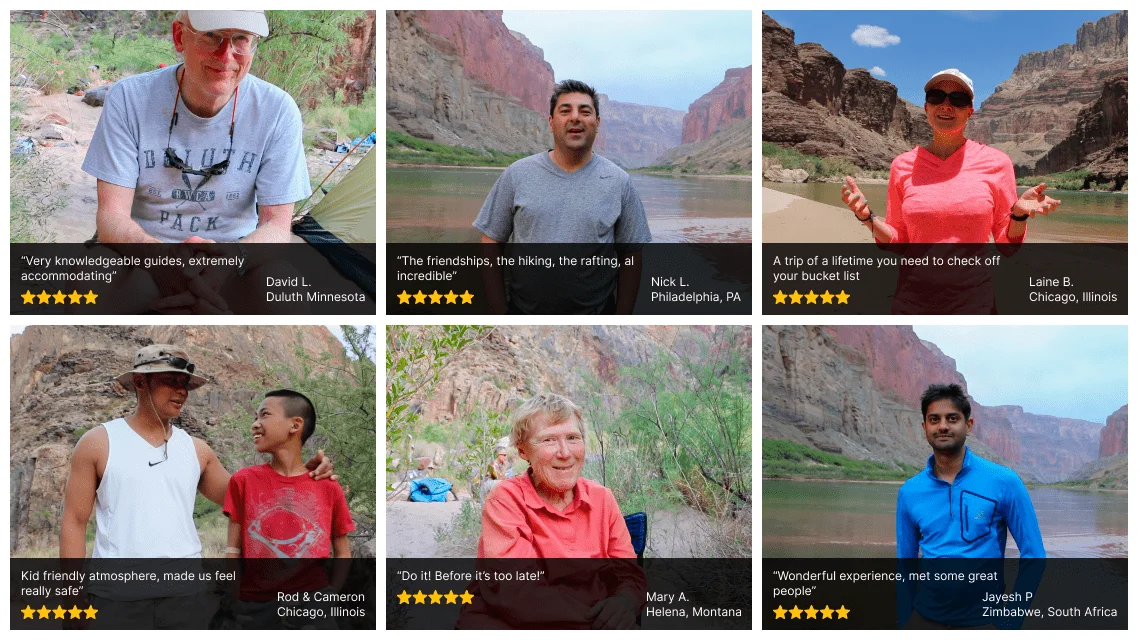 Advantage Grand Canyon rafting trip client reviews